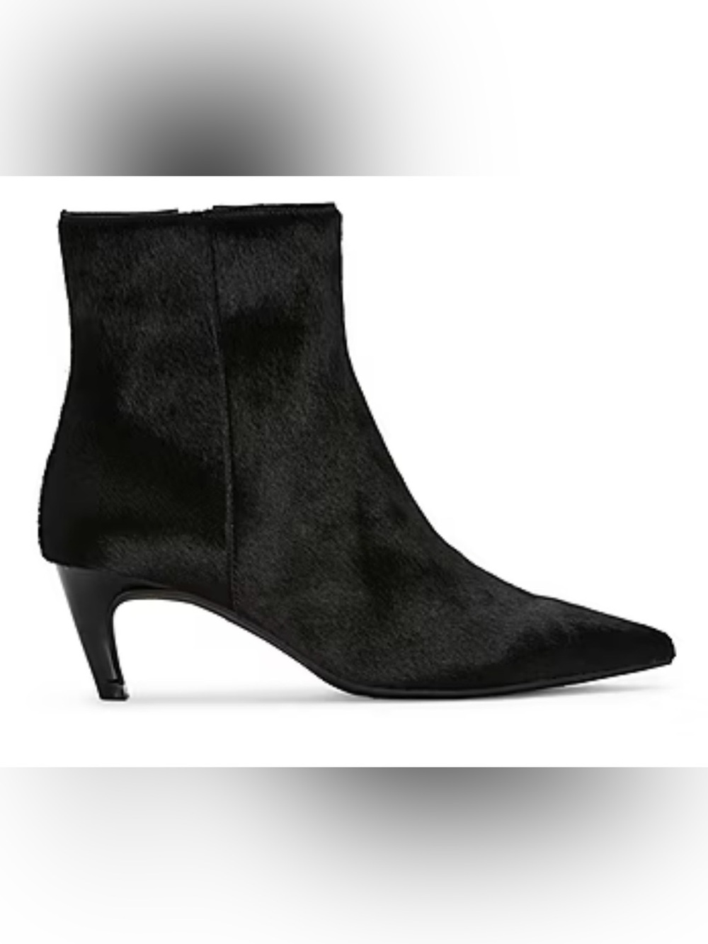 Worthington Black Pointed-Toe Ankle Boot with Low Kitten Heel